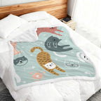 Cat Stretch - Double-Layer Fleece Blanket 51"x59"