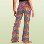 Bright And Bold Flowers High Waist Crossover Tummy Control Flare Leggings High Waist Flare Leggings Plants Printed Offshore