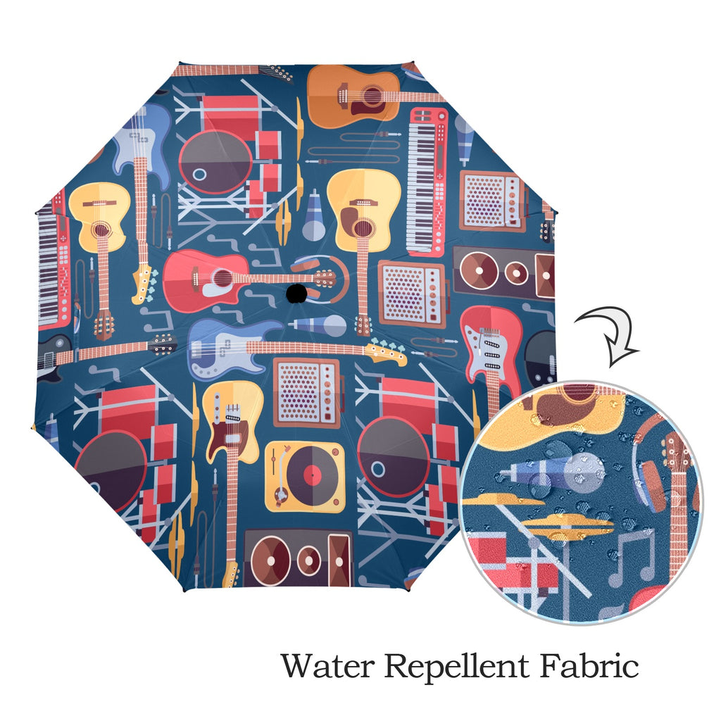 Music Instruments Blue - Semi-Automatic Foldable Umbrella (Model U12) Semi-Automatic Foldable Umbrella (U12)