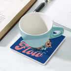 Just Go With The Flow, Turtle - Ceramic Coasters (Square) Ceramic Coasters animal Printed Offshore