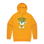 But First Coffee - Mens Hoodie Gold Mens Hoodie Coffee Printed In Australia