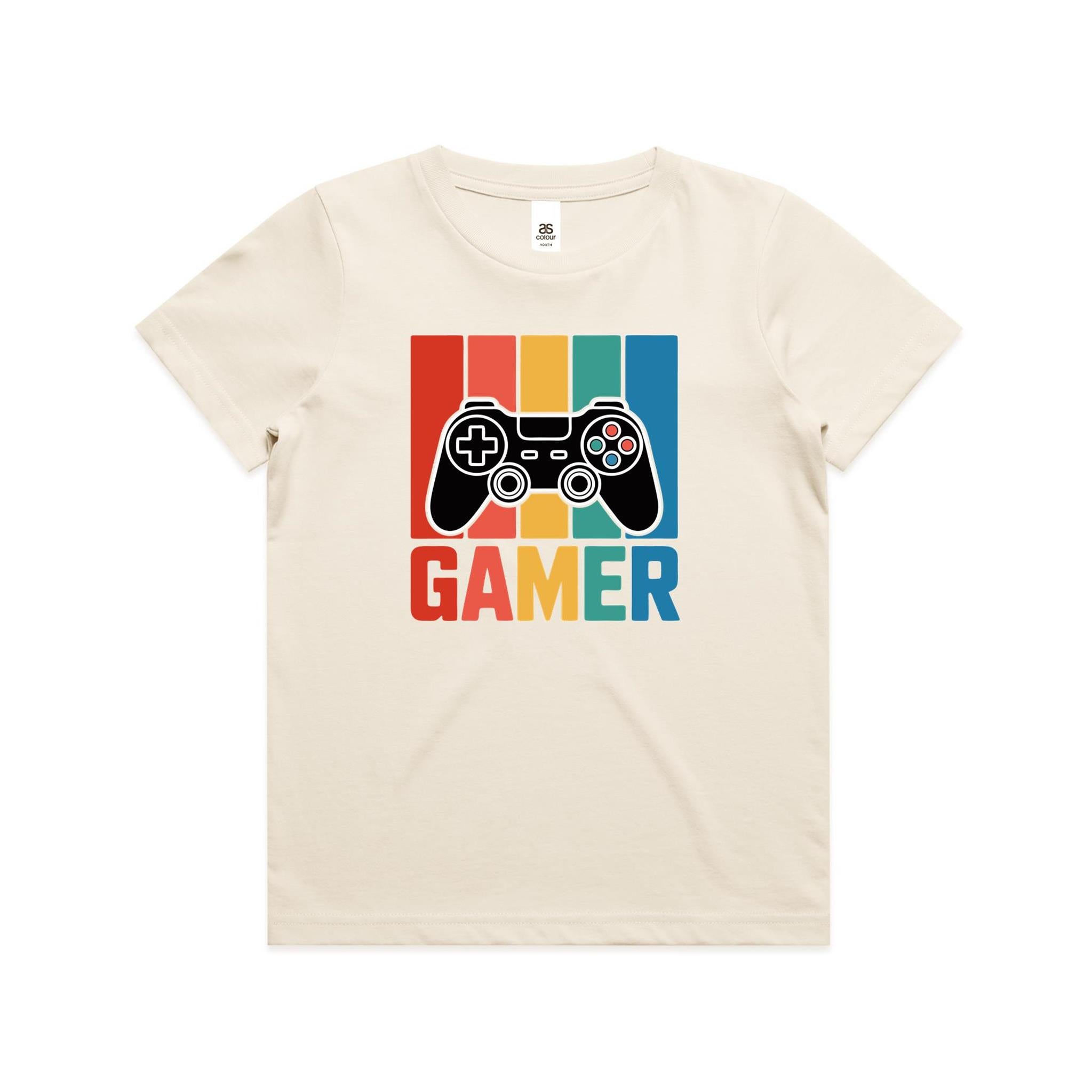 Gamer Kid's AS Colour T-shirt Ecru Kids Youth T-shirt Games Printed In Australia