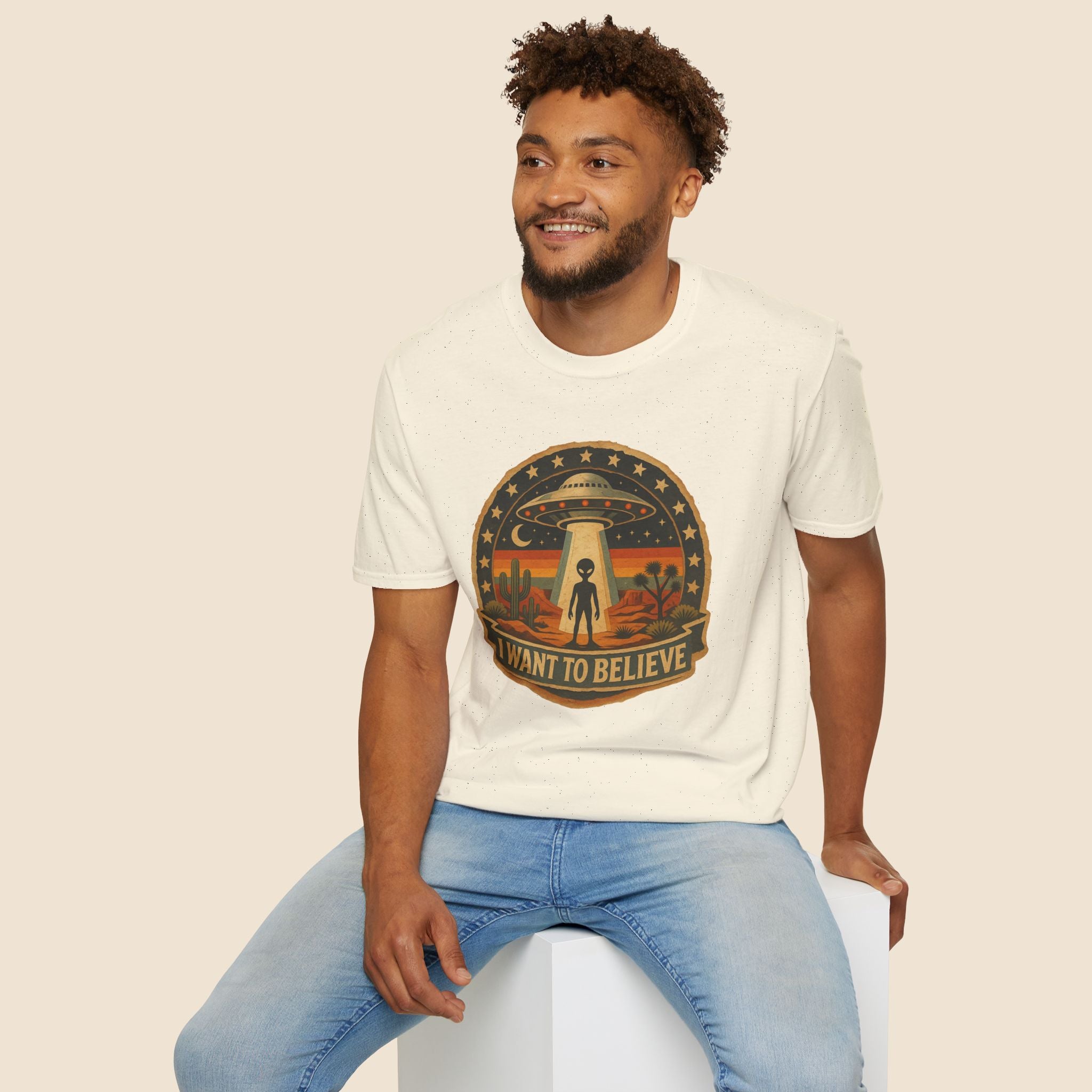 I Want To Believe UFO Alien Abduction Unisex T-Shirt Natural Unisex Adult T-shirt Globally Fulfilled Sci Fi