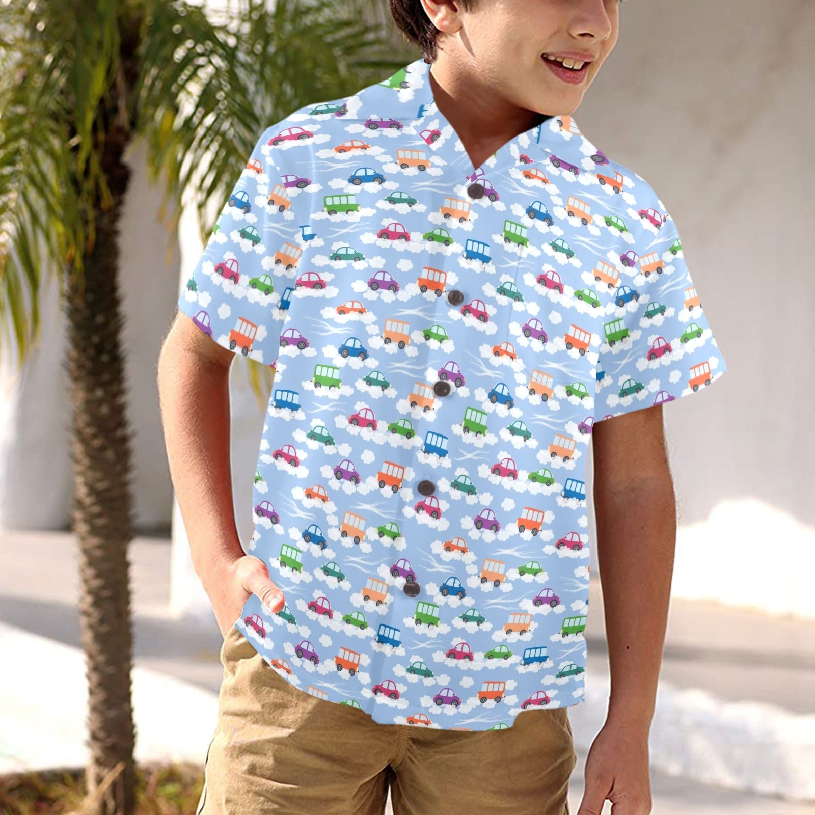 Colourful Cars Junior Kids Hawaiian Shirt