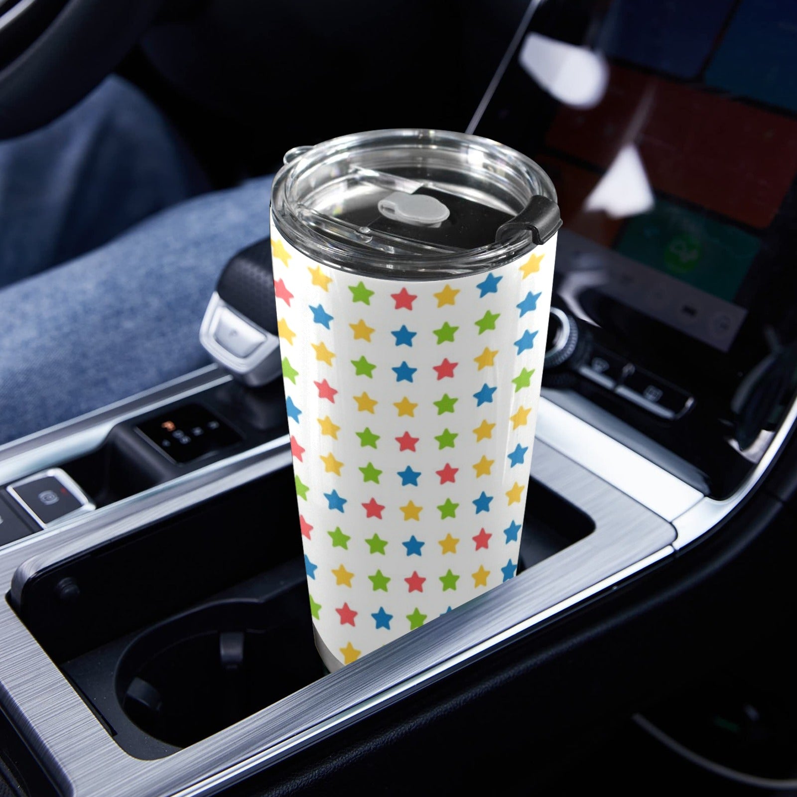 Stars - 20oz Mobile Tumbler with Lid (Black Lock) 20oz Travel Mug Printed Offshore