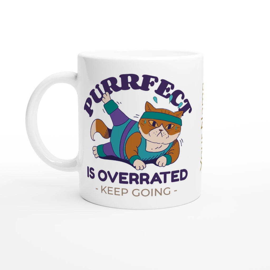Personalised - Purrfect Is Overrated - White 11oz Ceramic Mug with Colour Inside Ceramic White Personalised 11oz Mug animal customise Fitness Globally Fulfilled personalise