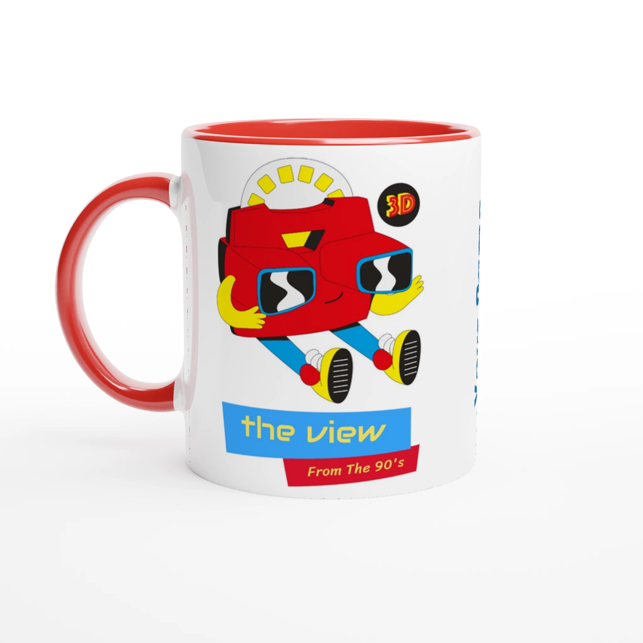 Personalised - The View From The 90's - White 11oz Ceramic Mug with Colour Inside Ceramic Red Personalised 11oz Mug customise Globally Fulfilled personalise Retro