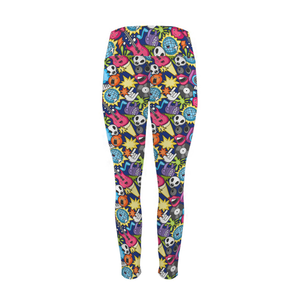 Sticker Music - Women's High Waist Pockets Yoga Leggings