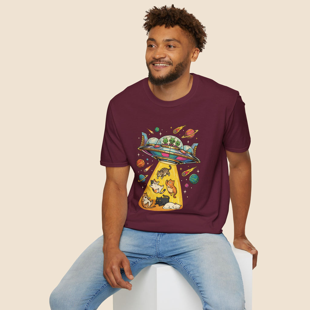 UFO Cat Abduction Unisex T-Shirt Unisex Adult T-shirt animal Globally Fulfilled Sci Fi