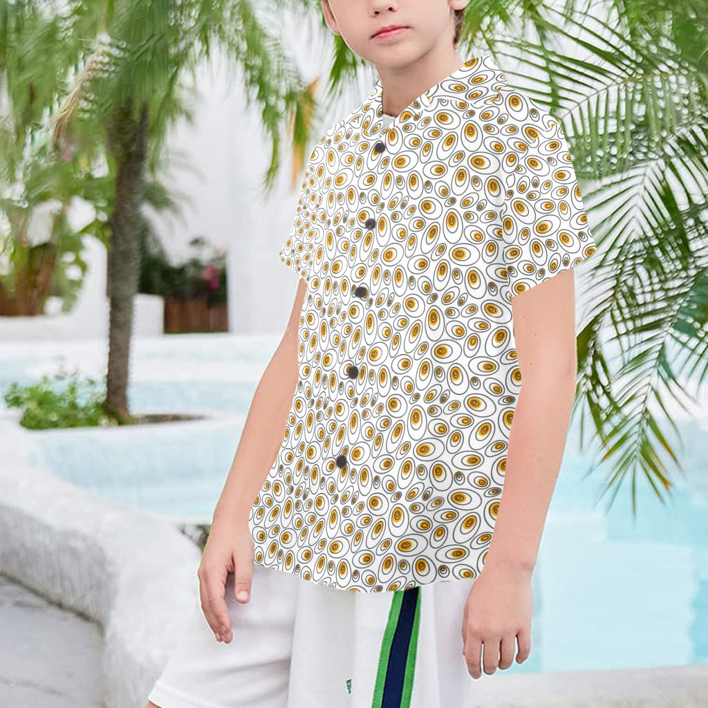 Eggs Abstract Senior Kids Hawaiian Shirt Senior Kids Hawaiian Shirt 8-15 Food Printed Offshore