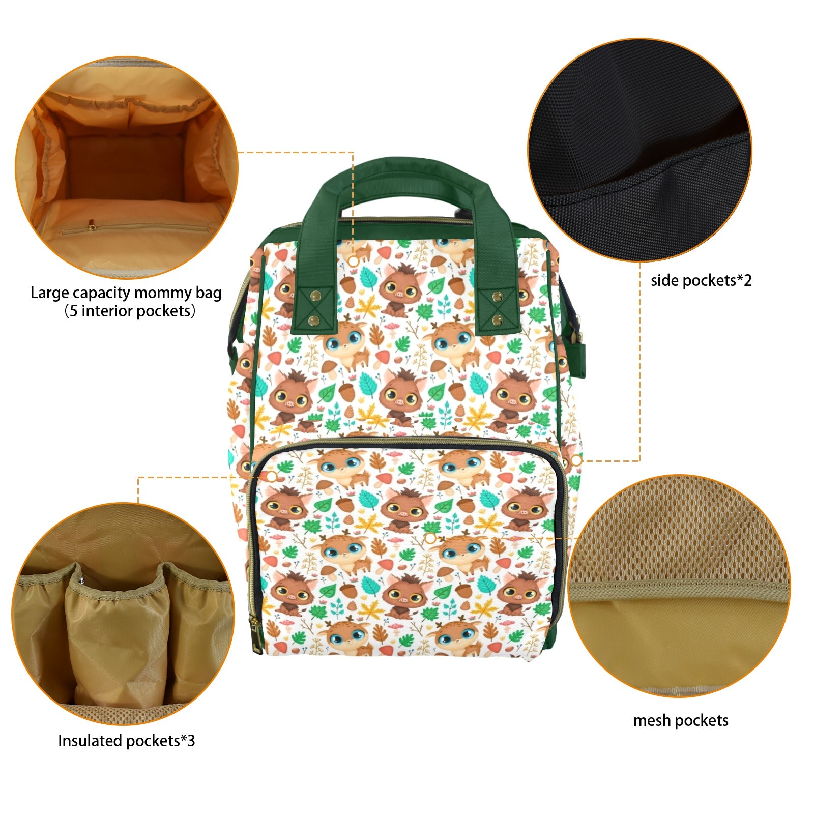 Cute Autumn Creatures - Multi-Function Backpack, Nappy / Diaper Bag