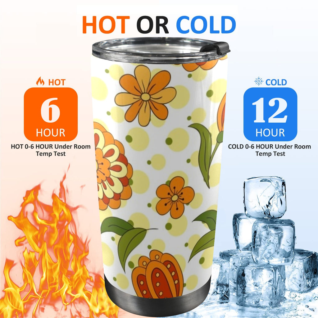 Graphic Floral 20oz Mobile Tumbler with Lid (Black Lock) 20oz Travel Mug Plants Printed Offshore