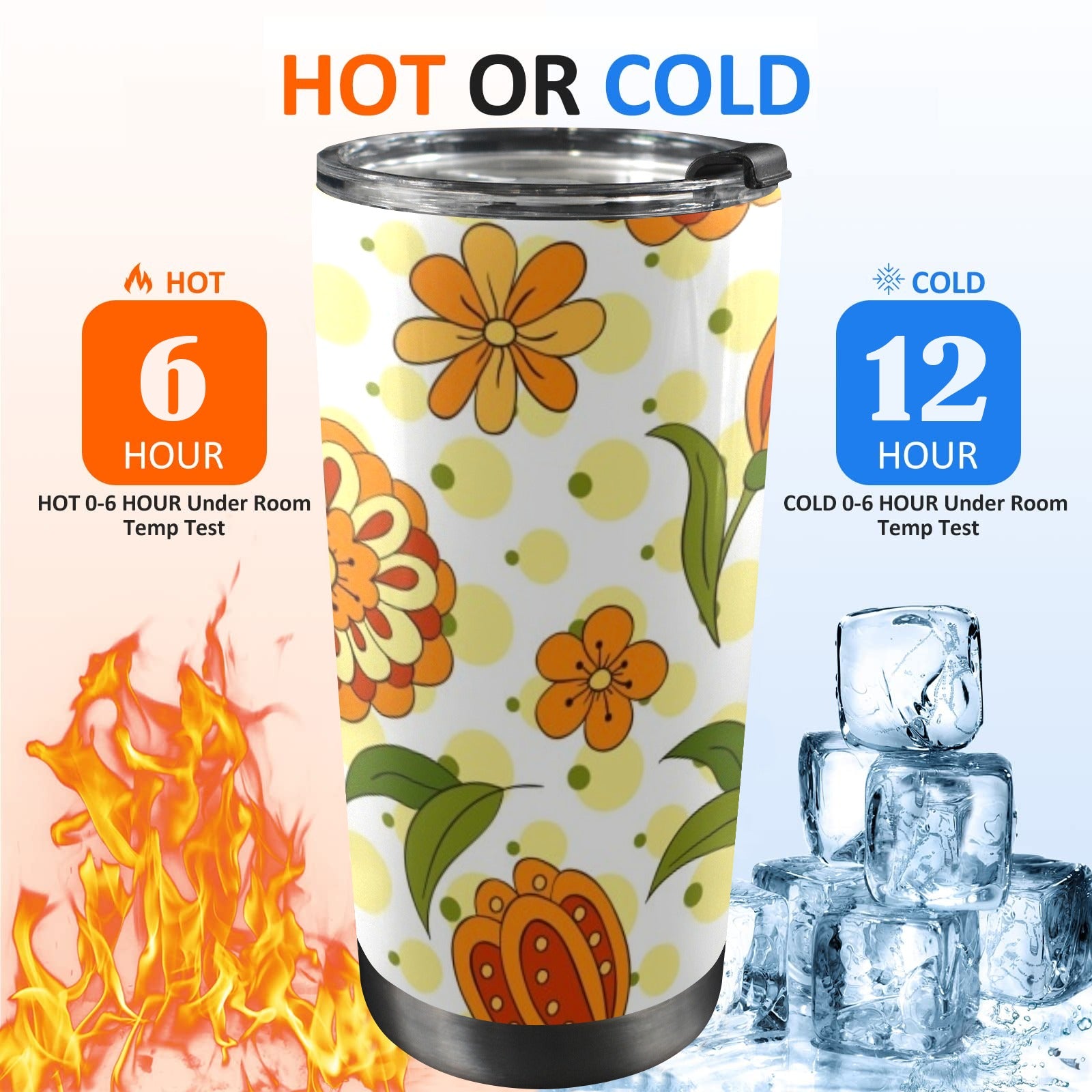 Graphic Floral 20oz Mobile Tumbler with Lid (Black Lock) 20oz Travel Mug Plants Printed Offshore