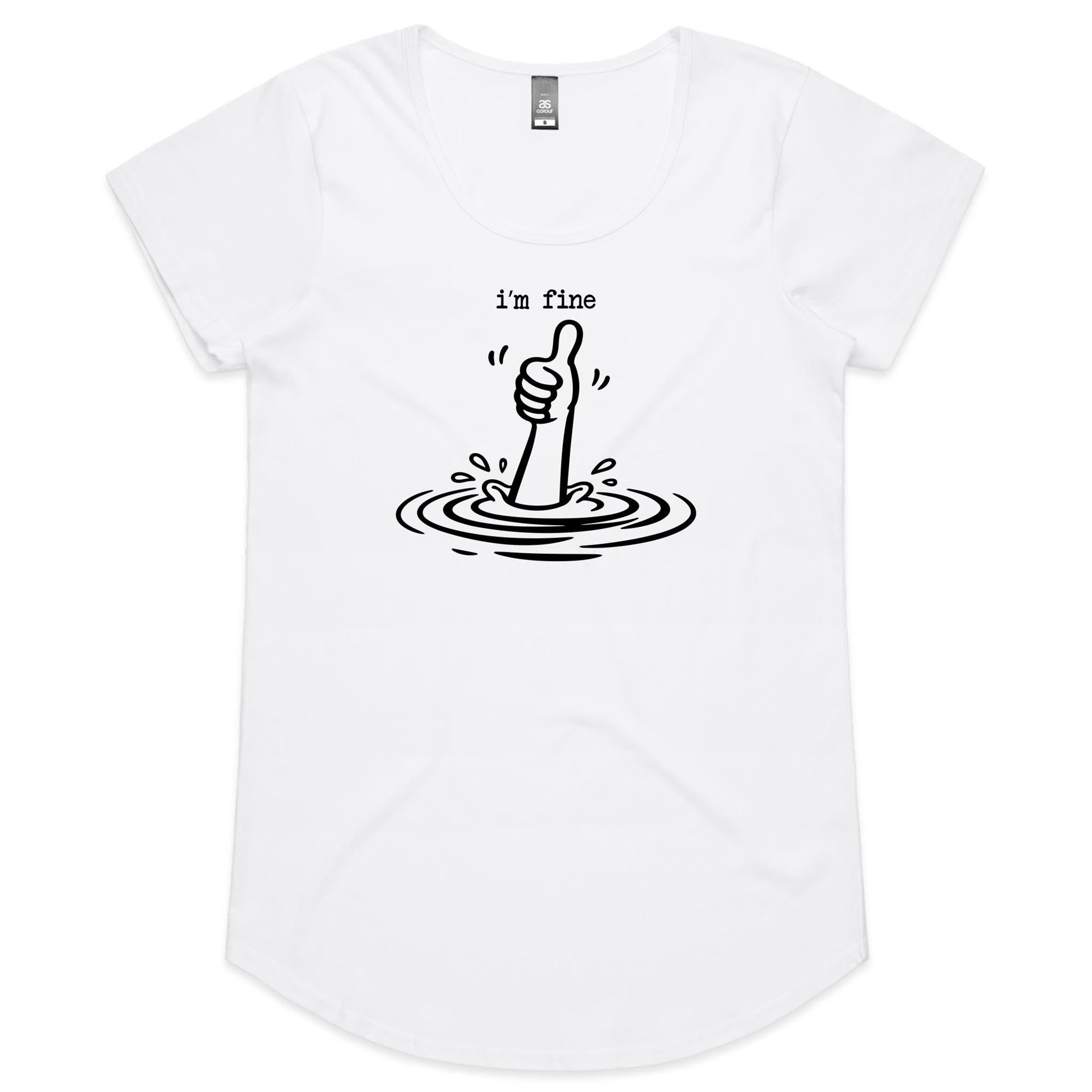I'm Fine Drowning Thumbs Up Women's AS Colour Scoop Neck T-Shirt