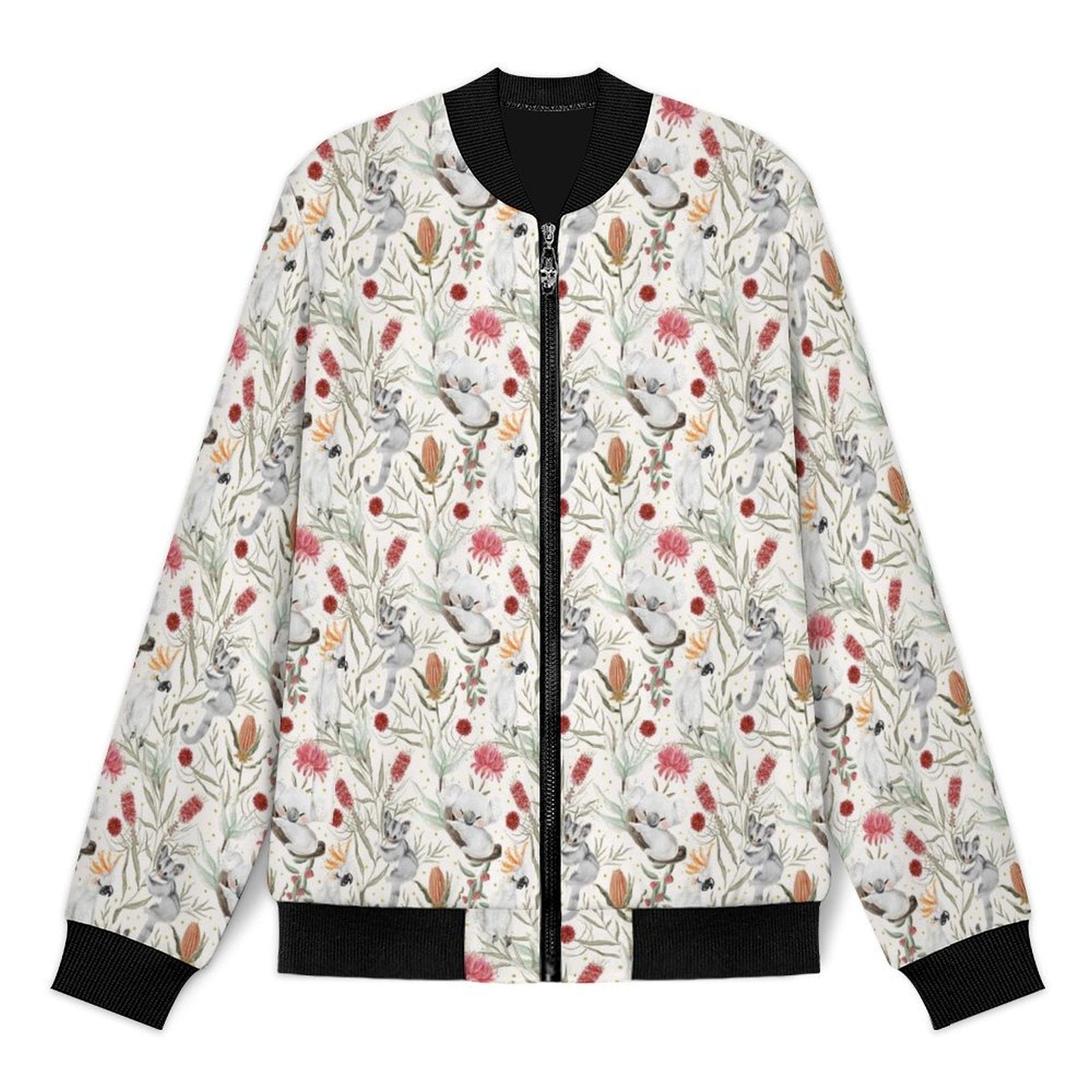 Australian Plants And Animals Men's Casual Zip‑Up Bomber Jacket
