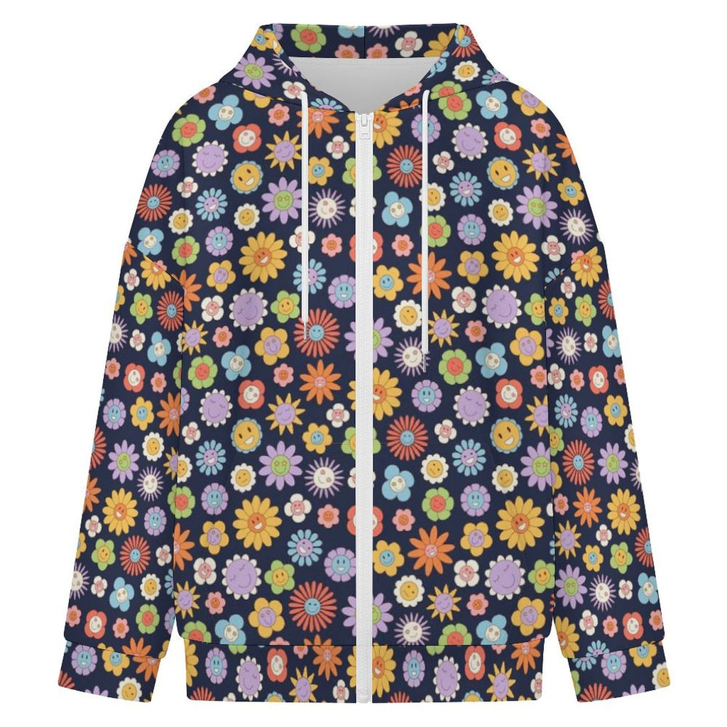 Groovy Flowers Women's Full-Zip Hoodie