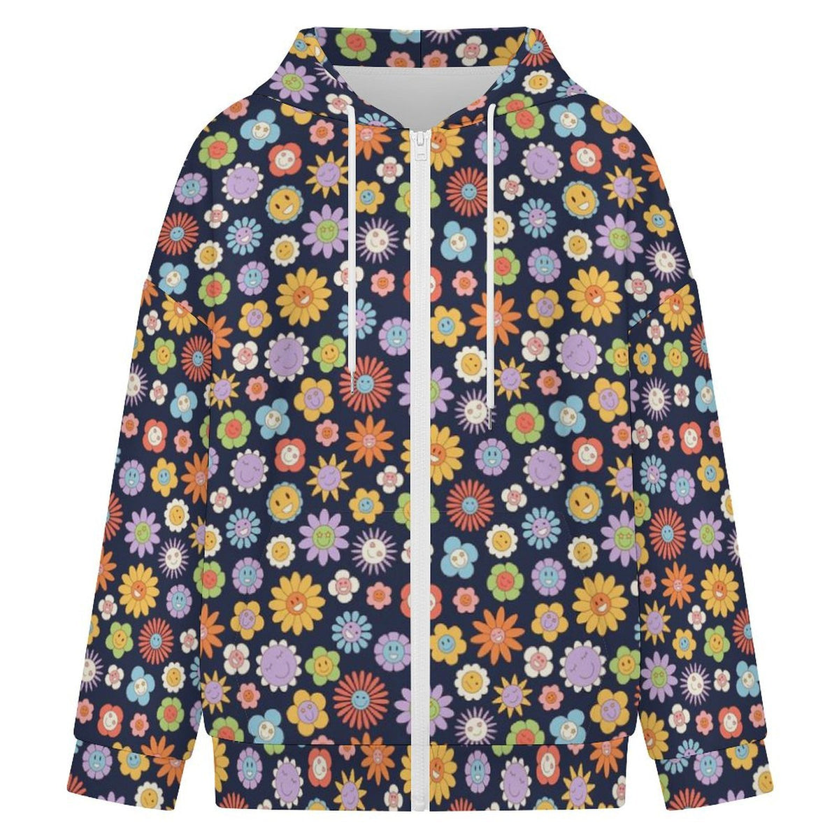Groovy Flowers Women's Full-Zip Hoodie