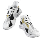 Black And Gold Triangles Women's Twisted Sole Sneakers