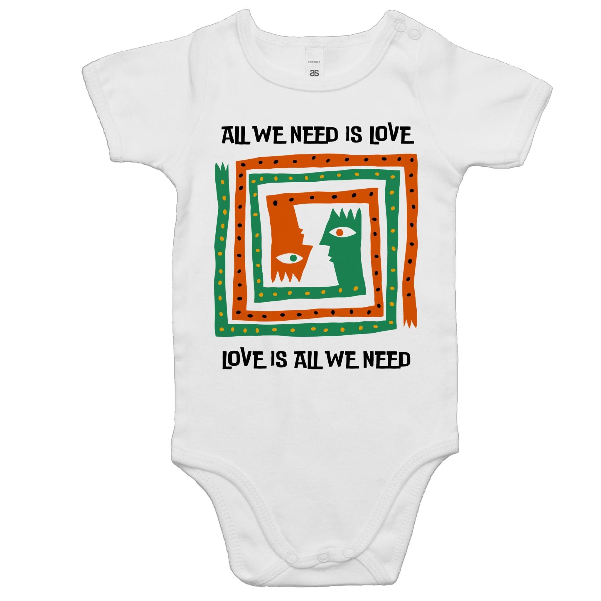 Love Is All We Need - Baby Bodysuit White Baby Bodysuit Printed In Australia