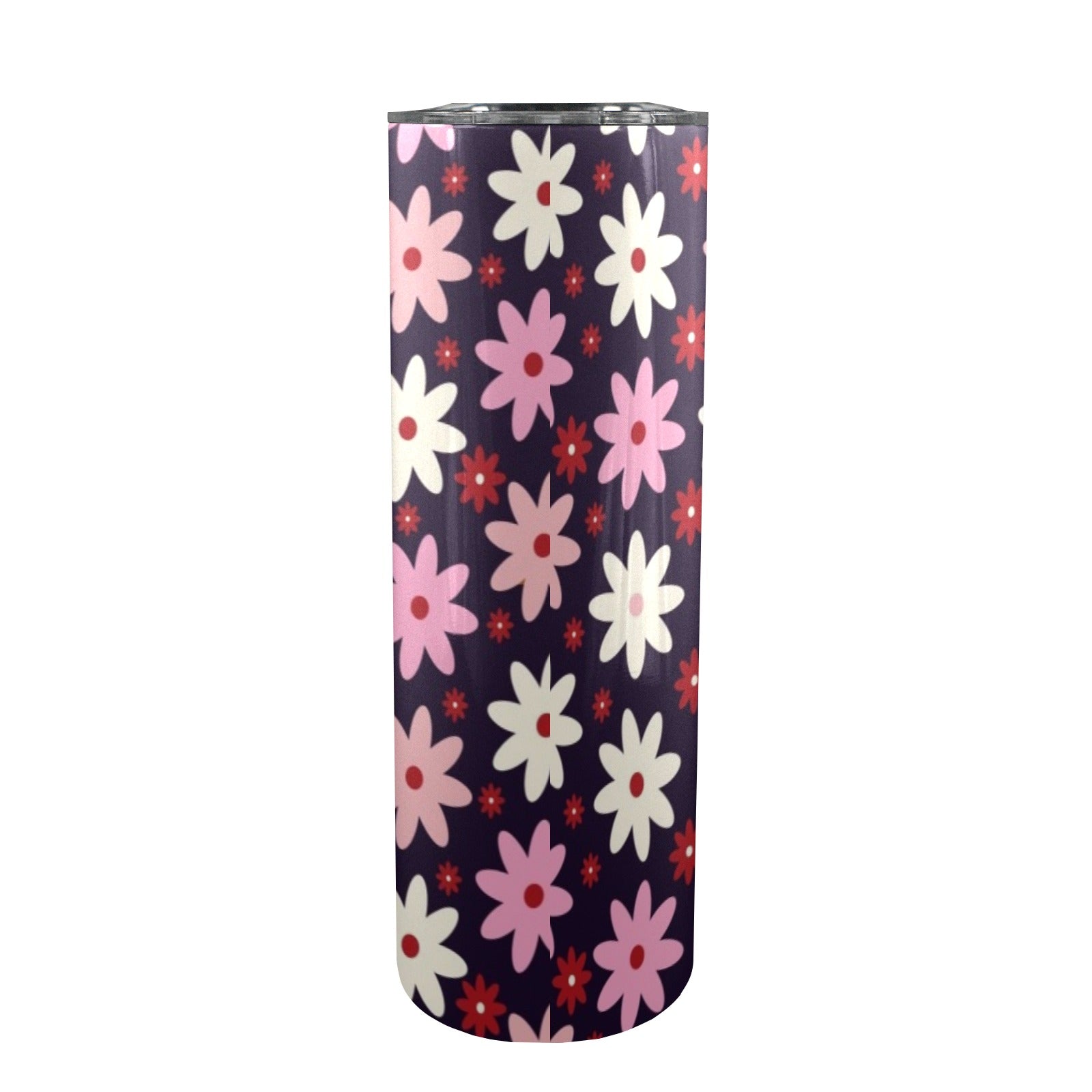 Pink Daisy - 20oz Tall Skinny Tumbler with Lid and Straw