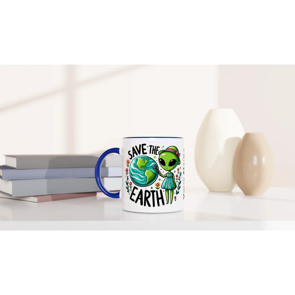 Personalised - Save The Earth, Alien - 11oz Ceramic Mug Personalised Mug customise Environment Globally Fulfilled personalise Sci Fi