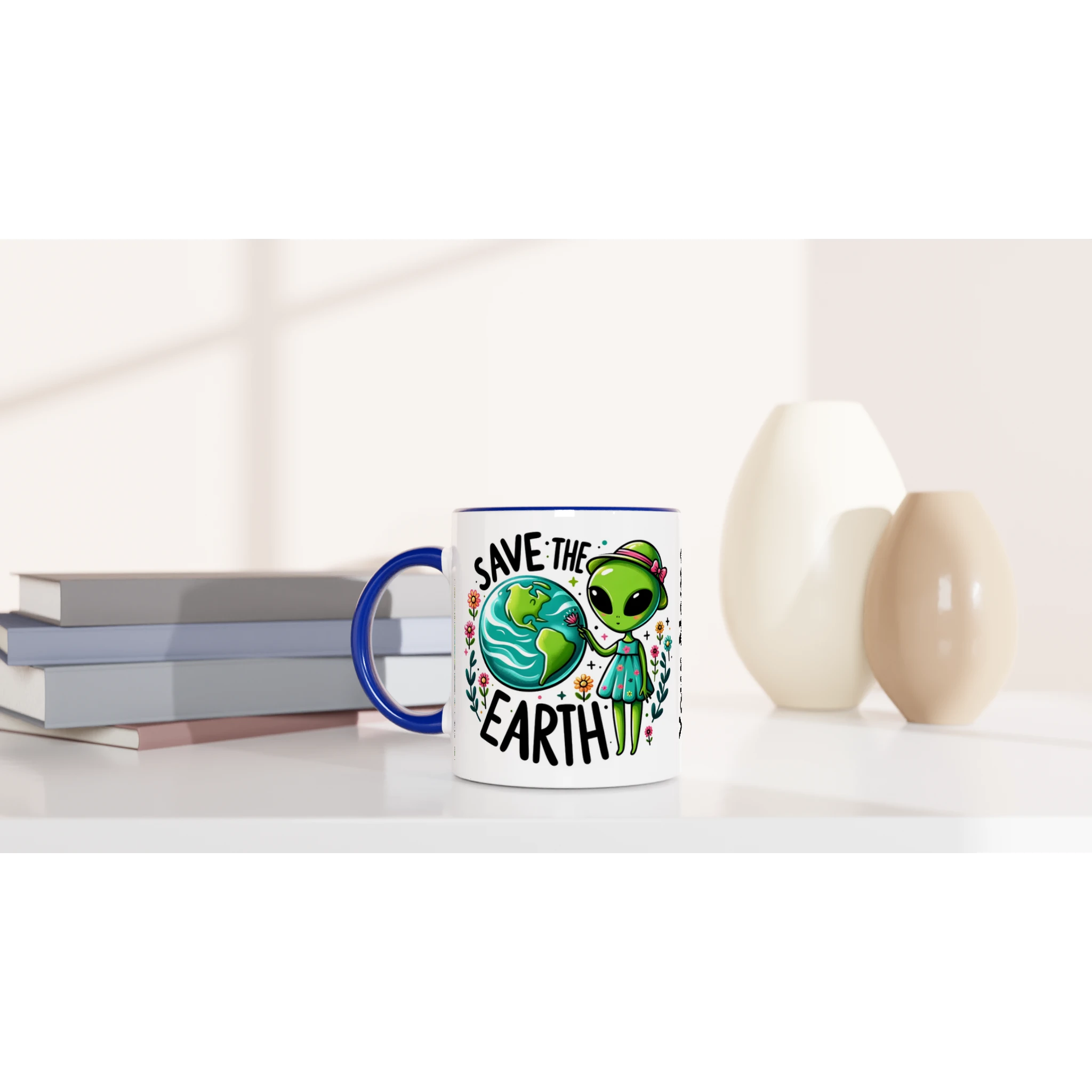 Personalised - Save The Earth, Alien - 11oz Ceramic Mug Personalised Mug customise Environment Globally Fulfilled personalise Sci Fi