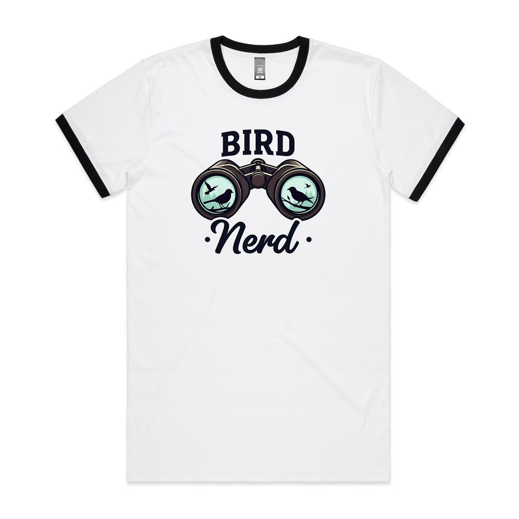 Bird Nerd - Staple Ringer Tee White Black Ringer T-Shirt animal Printed In Australia