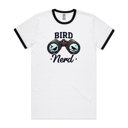 Bird Nerd - Staple Ringer Tee White Black Ringer T-Shirt animal Printed In Australia