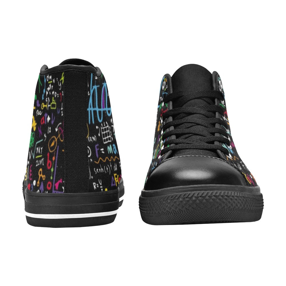 Math Scribbles - Kids High Top Canvas Shoes