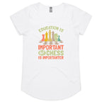 Chess And Education - Womens Scoop Neck T-Shirt White Womens Scoop Neck T-shirt Chess Games Printed In Australia