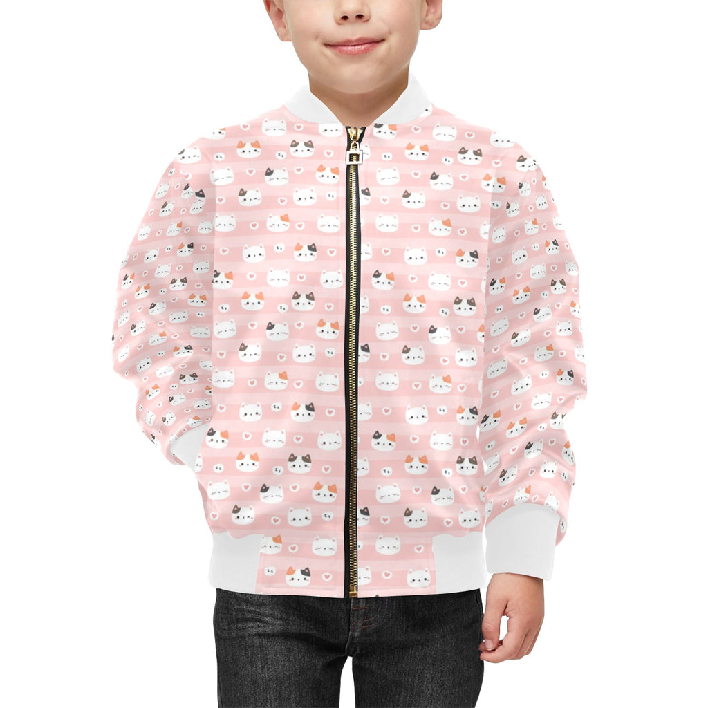 Pink Cats Kids Bomber Jacket Kids Bomber Jacket animal Printed Offshore
