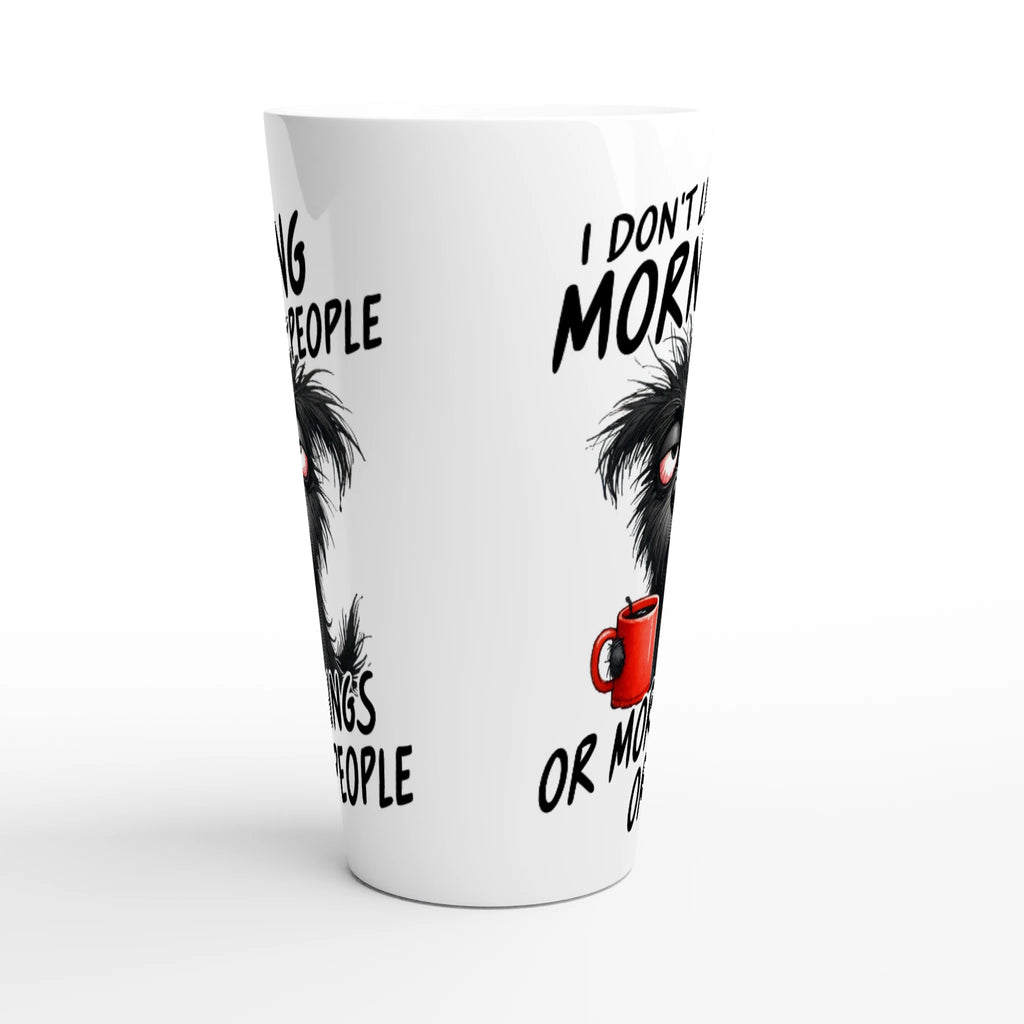 I Don't Like Morning People, Dog - White Latte 17oz Ceramic Mug Latte Mug animal Globally Fulfilled