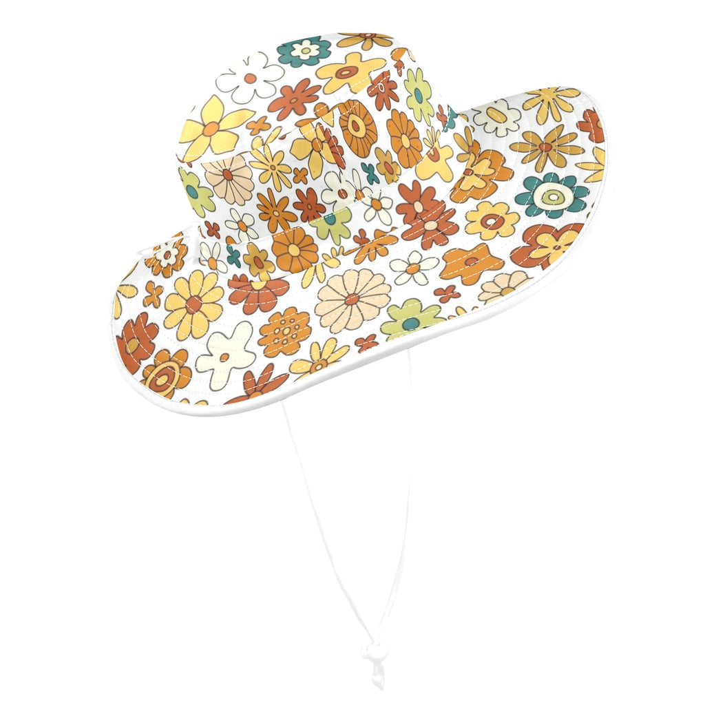 70's Style Floral Wide Brim Bucket Hat Wide Brim Bucket Hat Plants Printed Offshore