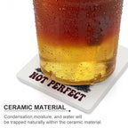 Be Real Not Perfect Ceramic Coasters (Square) Ceramic Coasters Positivity Printed Offshore