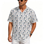 Astronauts And Rocket Ships Men's Crinkle Hawaiian Shirt