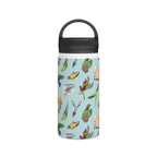 Parrots, Beautiful Colourful Birds Stainless Steel Water Bottle, Handle Lid Stainless Steel Water Bottle With Handle Lid Birds Globally Fulfilled