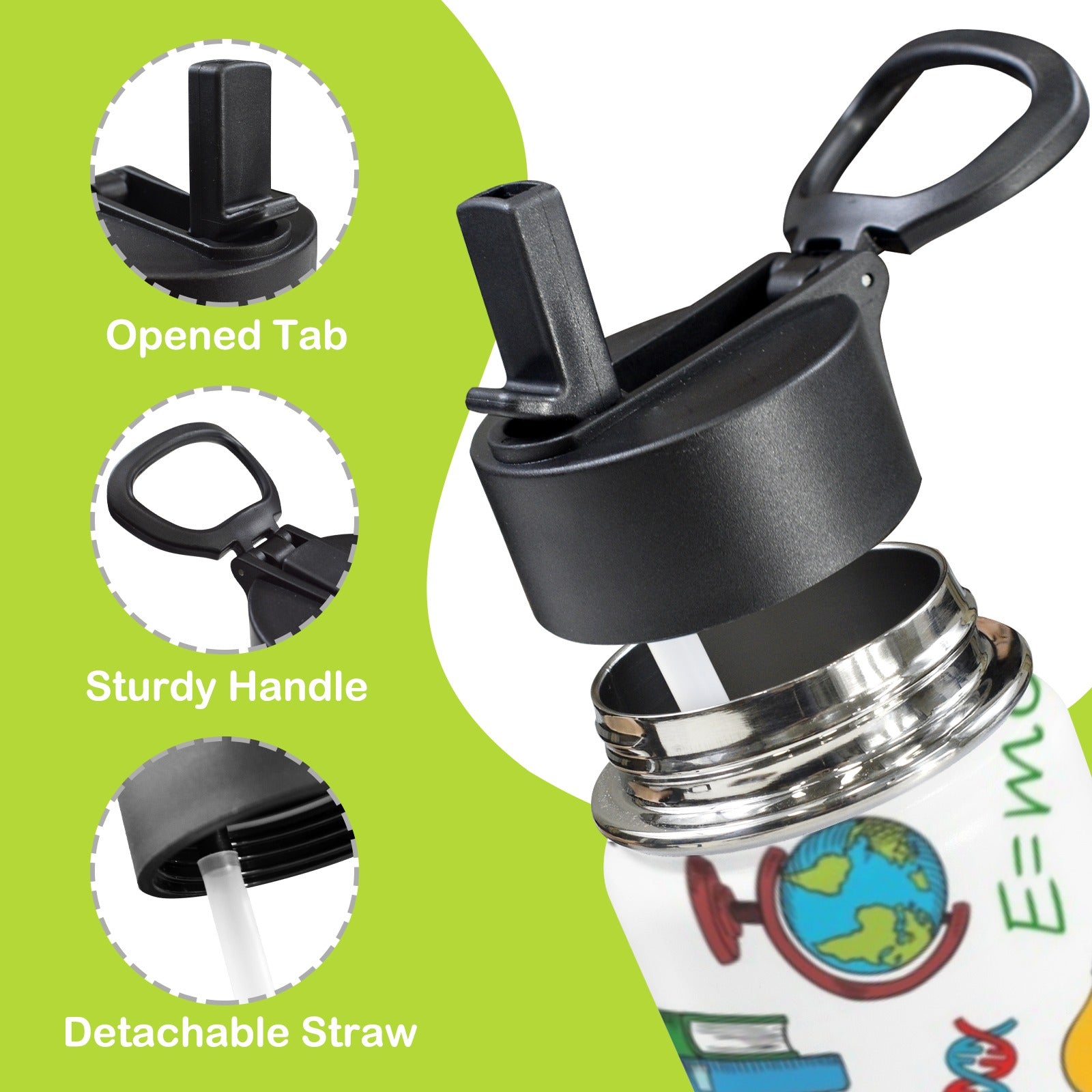 School Time - 12oz Kids Water Bottle with Straw Lid