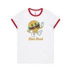 Fast Food - Women's Ringer Tee White Red Womens Ringer T-shirt Food Printed In Australia