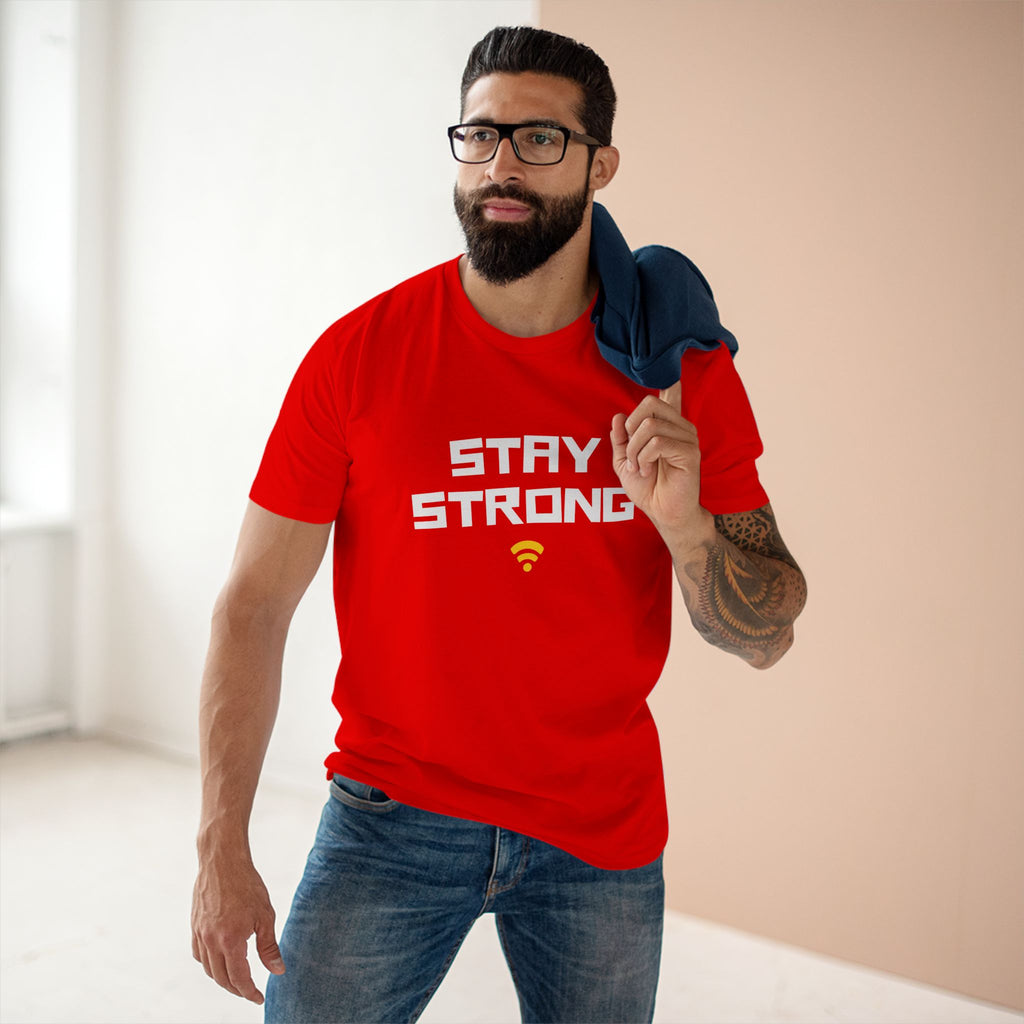 Stay Strong - Men's Staple Tee Red Mens Premium T-Shirt Motivation Printed in AU and US Tech