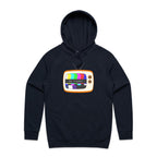 Retro TV, No Signal - Mens Hoodie Navy Mens Hoodie Printed In Australia Retro Tech