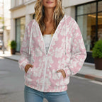 Pink Hawaiian Floral Women's Full-Zip Hoodie