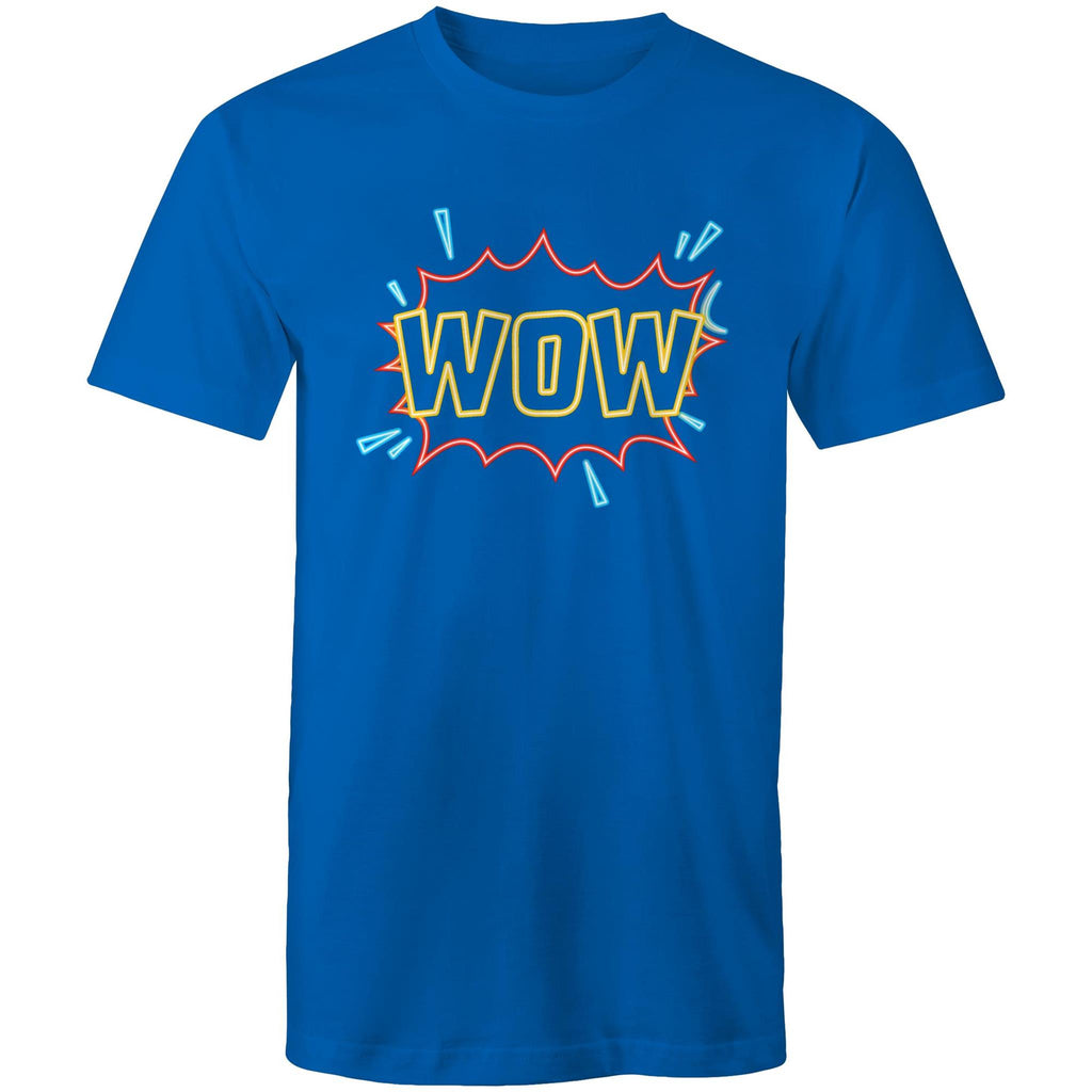 Wow, Comic Book - Mens T-Shirt Bright Royal Mens T-shirt comic Printed In Australia