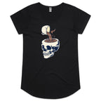 Coffee Skull - Womens Scoop Neck T-Shirt Black Womens Scoop Neck T-shirt Coffee Printed In Australia