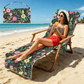 Bright Floral And Leaves Beach Chair Towel Cover with Side Pockets