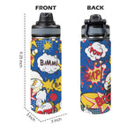 Blue Comic Book - Insulated Water Bottle with Dual-Use Lid (18oz) Insulated Water Bottle with Dual-Use Lid (18oz) comic Printed Offshore