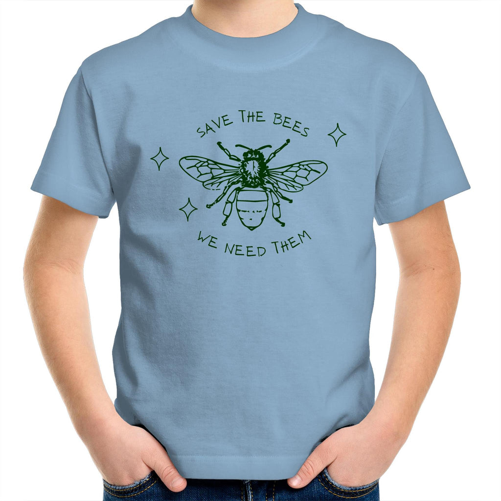 Save The Bees - Kids Youth T-Shirt Carolina Blue Kids Youth T-shirt animal Environment Printed In Australia