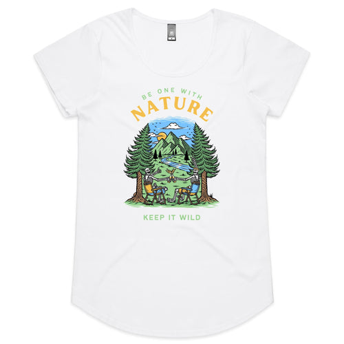 Be One With Nature, Skeleton - Womens Scoop Neck T-Shirt White Womens Scoop Neck T-shirt Printed In Australia