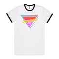 80's Summer Men's AS Colour Ringer Tee White Black Ringer T-Shirt Printed In Australia Retro Summer