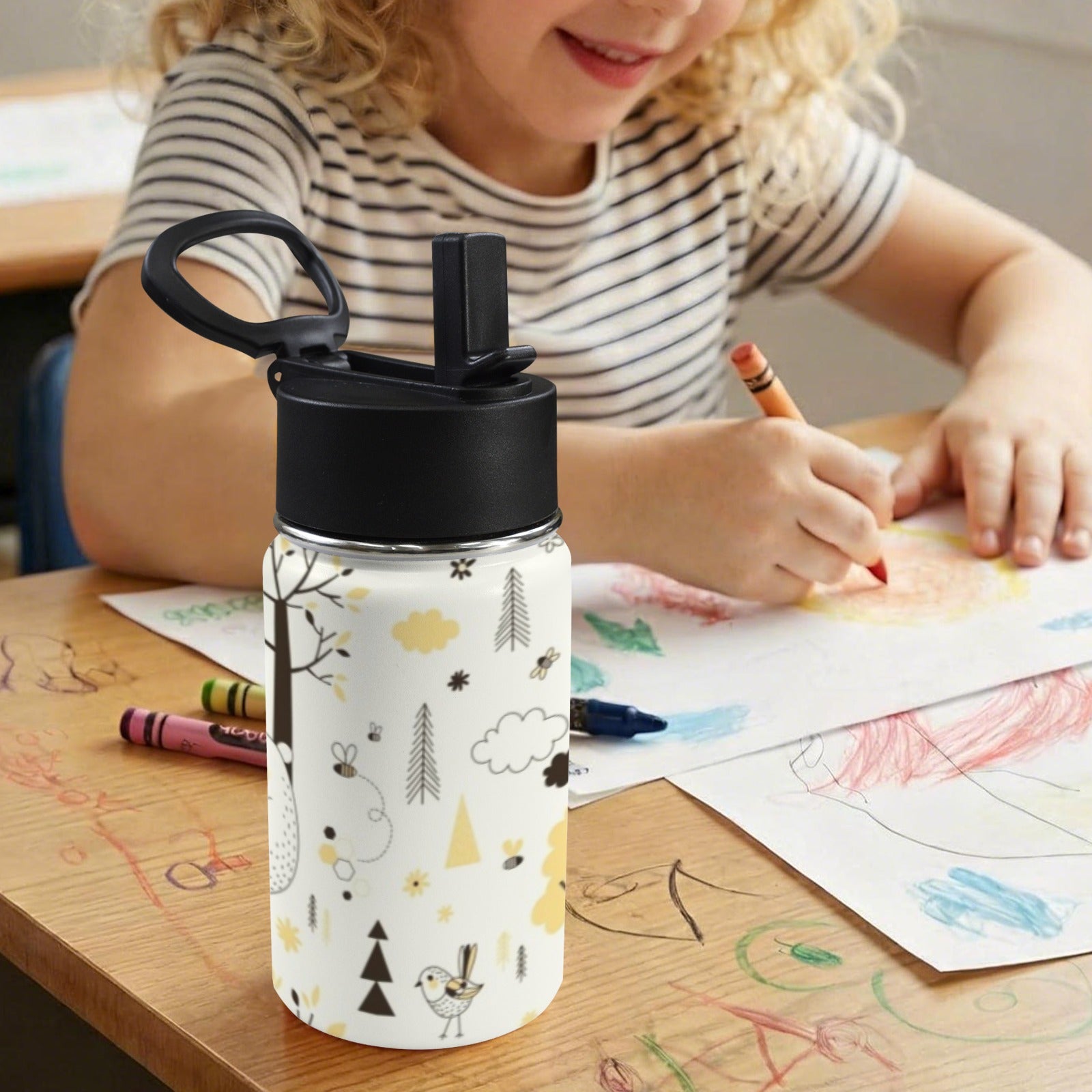 Honey Bear 12oz Kids Water Bottle with Straw Lid