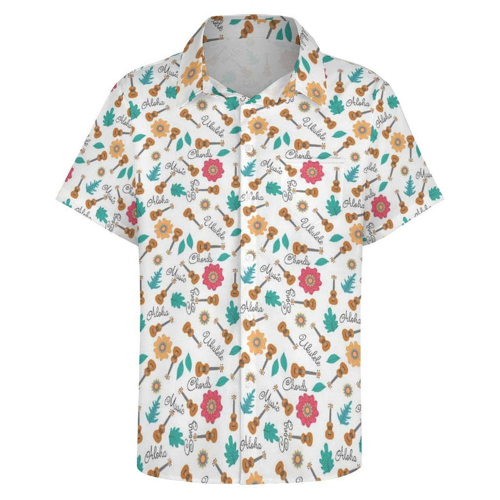 Ukulele Women's Short-Sleeve Button Up Shirt Women's Short-Sleeve Button Up Shirt Music Printed Offshore